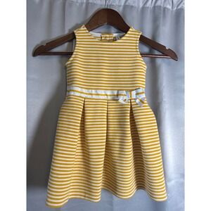 Janie and Jack Girls Yellow White Striped Sleeveless Bow Dress Size 3
